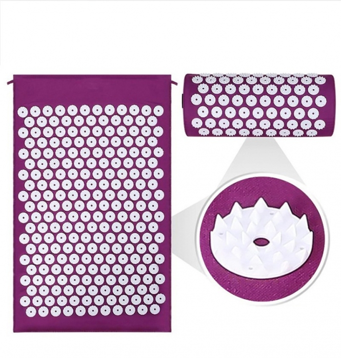 Yoga Acupressure Mat and Pillow Set with Bag Massage Acupuncture Mat