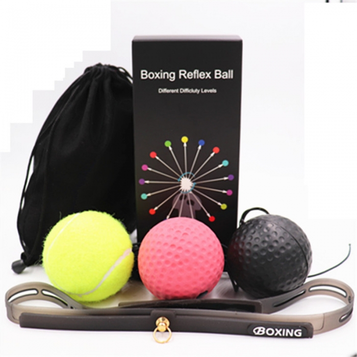 Boxing Reflex Ball with Headband Set  Adjustable Boxing Headband Ball Trainer Punching Ball Progressive Difficulty Levels-Boxing Training