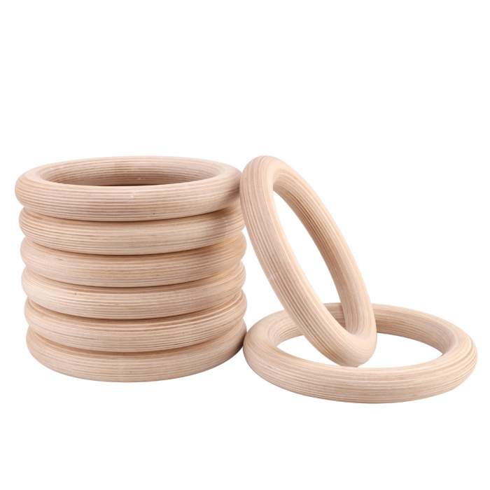 Wooden Gymnastic Rings with Adjustable Number Straps, Crossfit Rings for Gym, Workout, Exercise, Outdoor Training