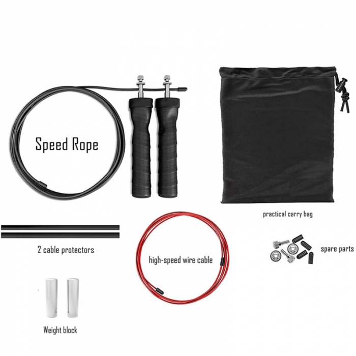 Speed Jump Rope for Fitness Tangle-Free Ball Bearing Cable Ropes, Self-Locking Adjustable Design, Anti-Slip Handles Great for Boxing, MMA, Fitness