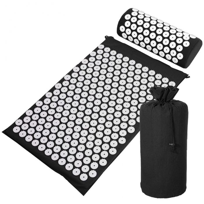 Natural linen Acupressure Mat Yoga Foot Lotus Plastic Spikes Massage Acupressure mat