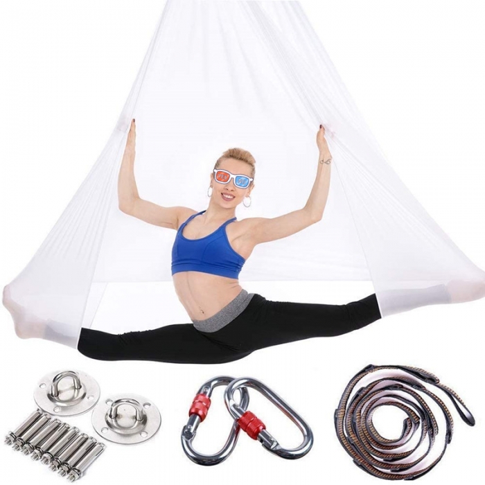 Aerial Yoga Swing Yoga Hammock Kit for Antigravity Exercise with Adjustable Handles Extension Straps