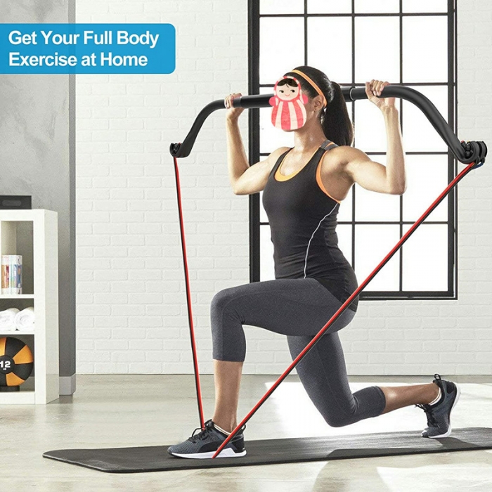 Multi-function Home Gym Portable Fitness Bow With Elastic Resistance Bands For Body Building