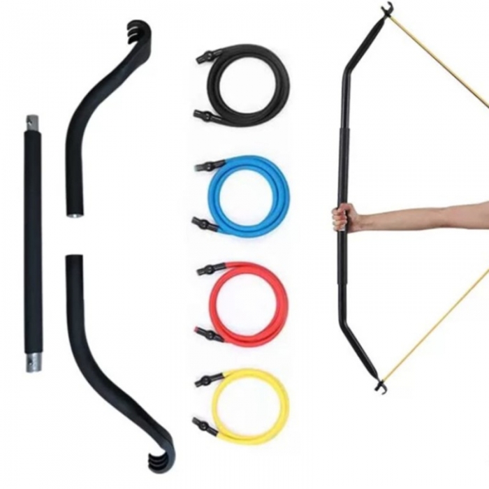 Bow Portable Home Gym Resistance Bands Fitness Equipment System with Bow Resistance Band Set Weightlifting Training Kit Full Body Workout Equipment