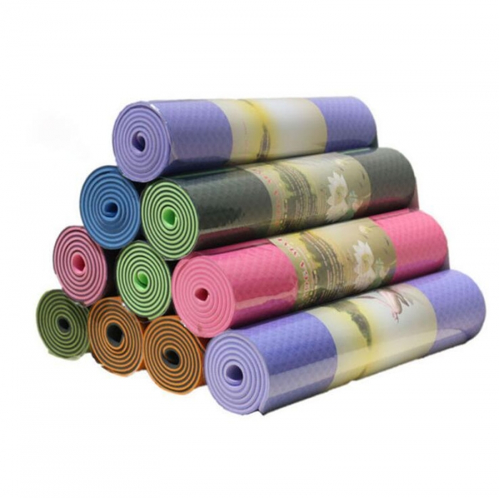 Durable Yoga Meditation Cushions Double Color Embedded Laceration Resistant Net Fitness Non Slip TPE Yoga Mat