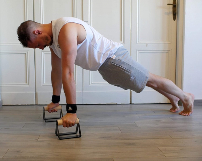 Wooden Parallettes Mini Bar Handstand Bars with Push-Up Handles Push-Up Bars for Calisthenics and Gymnastics