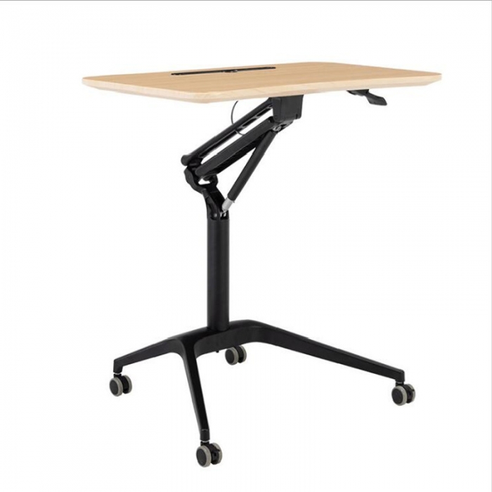 Pneumatic Desk Height Adjustable Laptop Table with Wheels Mobile Standing Desk