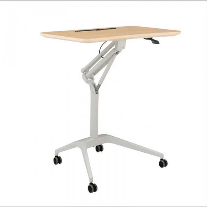 Gas Lift Height Adjustable Sit to Stand Desk Laptop Cart with Wheels