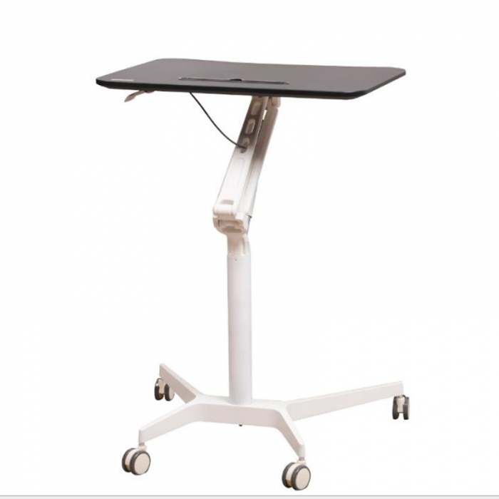 Pneumatic Desk Height Adjustable Laptop Table with Wheels Mobile Standing Desk